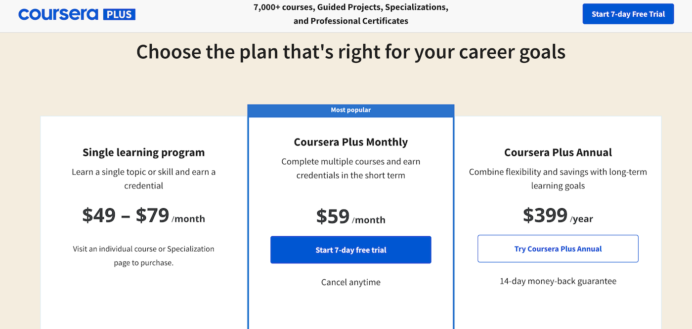 Coursera Pricing