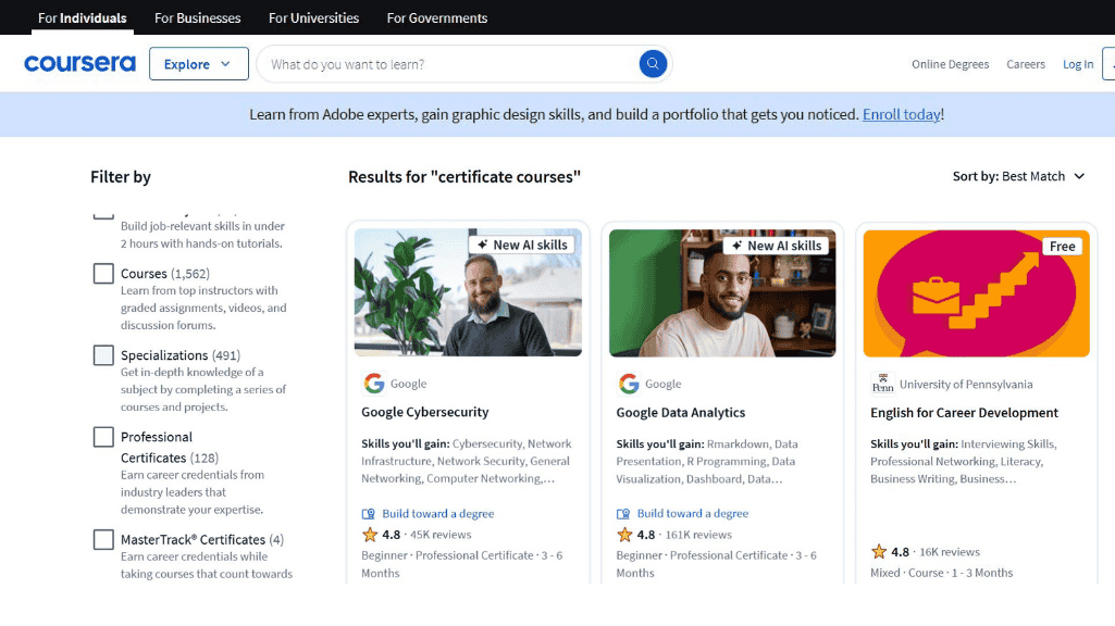 coursera certificates