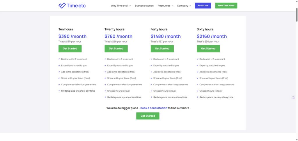 time etc pricing