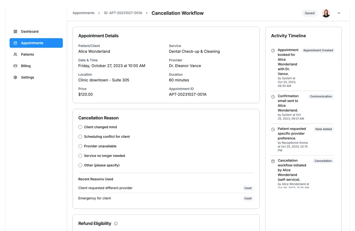 appointment cancellation workflow
