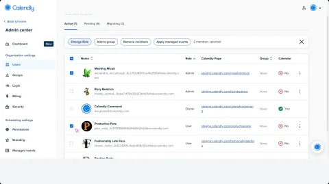Calendly role-based access
