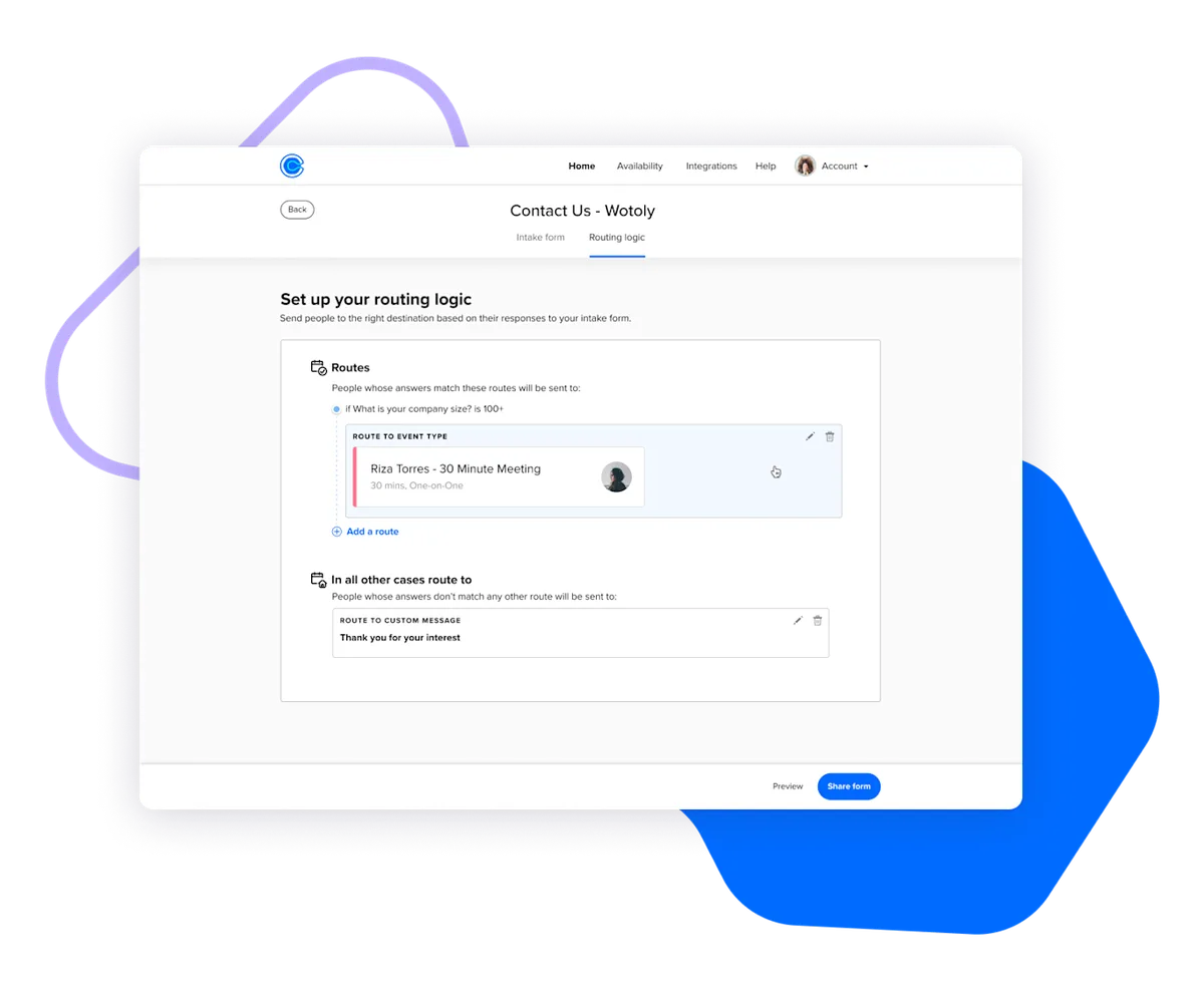 Calendly Routing Forms